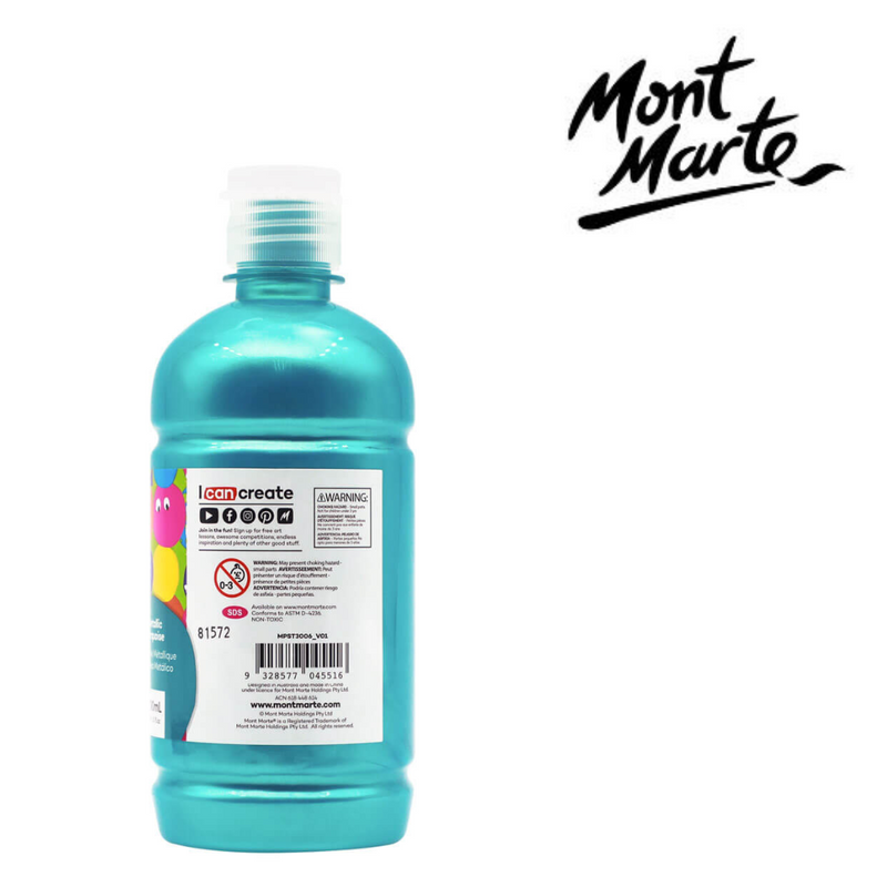 Ronis Mont Marte Poster Paint 500ml - Metallic Turquoise
