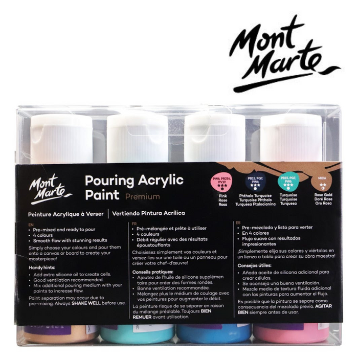 Ronis Mont Marte Pouring Acrylic 4pc x 60ml - Flamingo