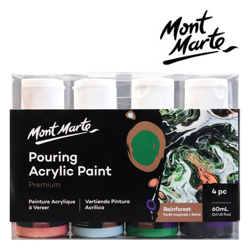 Ronis Mont Marte Pouring Acrylic 4pc x 60ml - Rainforest
