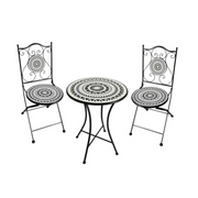 Ronis Mosaic Round Table and 2 Chair Set Black and White