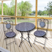 Ronis Mosaic Round Table and 2 Chair Set Blues – thumbnail