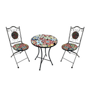 Ronis Mosaic Round Table and 2 Chair Set Floral