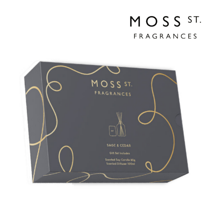 Ronis Moss St. Candle and Diffuser Sage and Cedar Gift Set