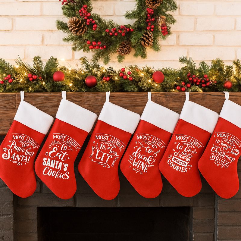 Most Likely to Stocking 50cm Assorted Christmas Stockings