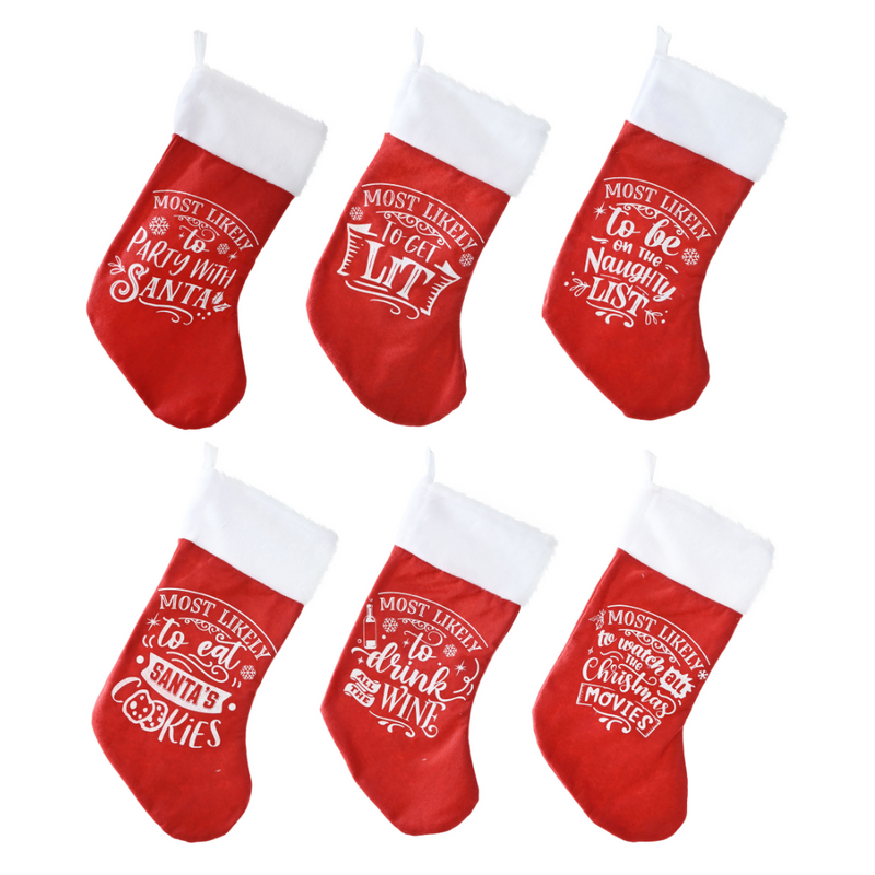 Most Likely to Stocking 50cm Assorted Christmas Stockings