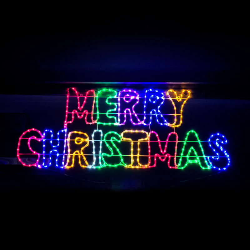 Ronis Motif LED Merry Christmas Multi White in PVC 160x60cm