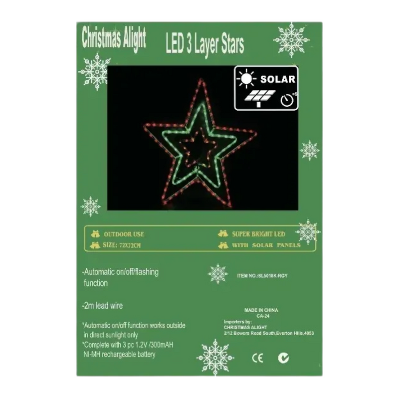 Ronis Motif Solar Light 3 Layer Stars 500cm