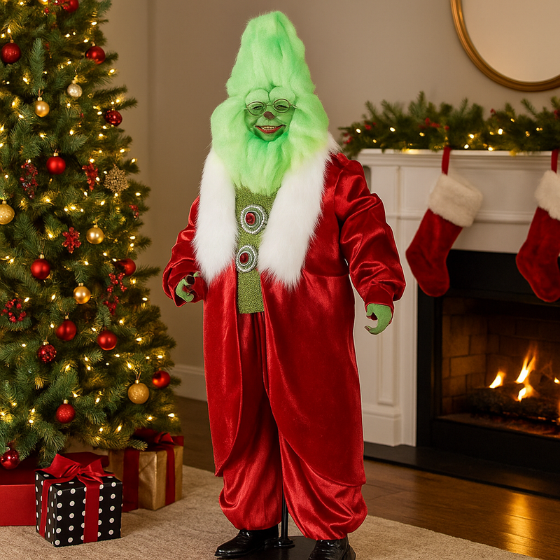 Mr. Forest Green 86cm Christmas standing figure in elegant festive attire