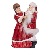 Mr. and Mrs. Claus polyresin figurine set 31.5cm tall in festive attire