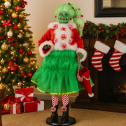 Mrs. Olive Green 83cm Christmas standing figure in festive outfit