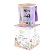 Ronis Mum Candle With Wood Lid and Tassel Vanilla 10x13cm