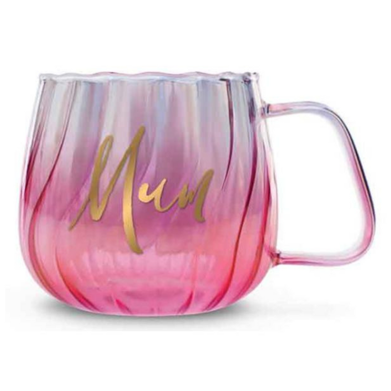 Ronis Mum Graduated Blue Twirl Glass Mug 650ml