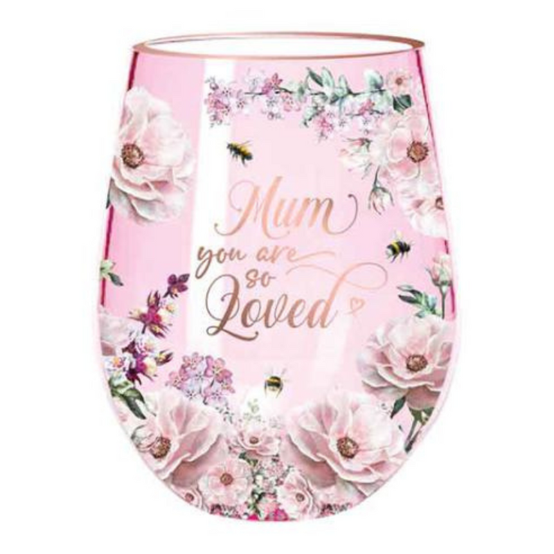 Ronis Mum Pretty In Pink Stemless Glass 13cm 600ml