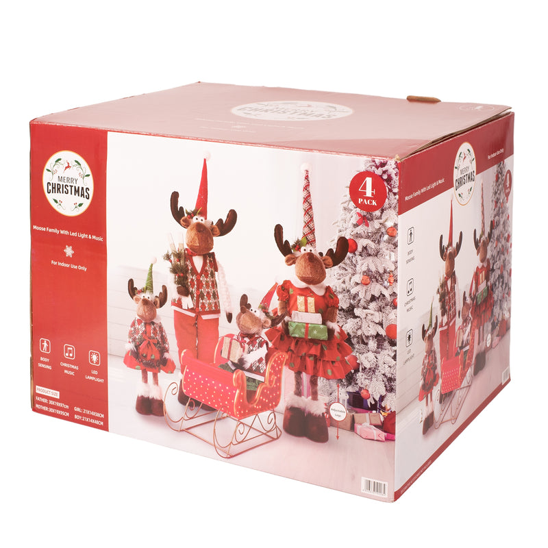 S5 Musical Christmas Mouse Family in Sleigh Holiday Decoration