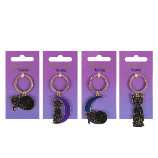Ronis Mystic Mog Black Cat Key Ring Assorted