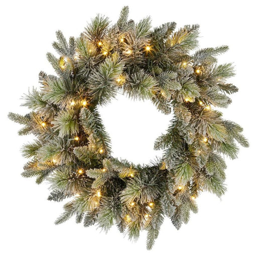 Ronis Christmas Wreath w Lights Snowy Stamford Spruce 61cm