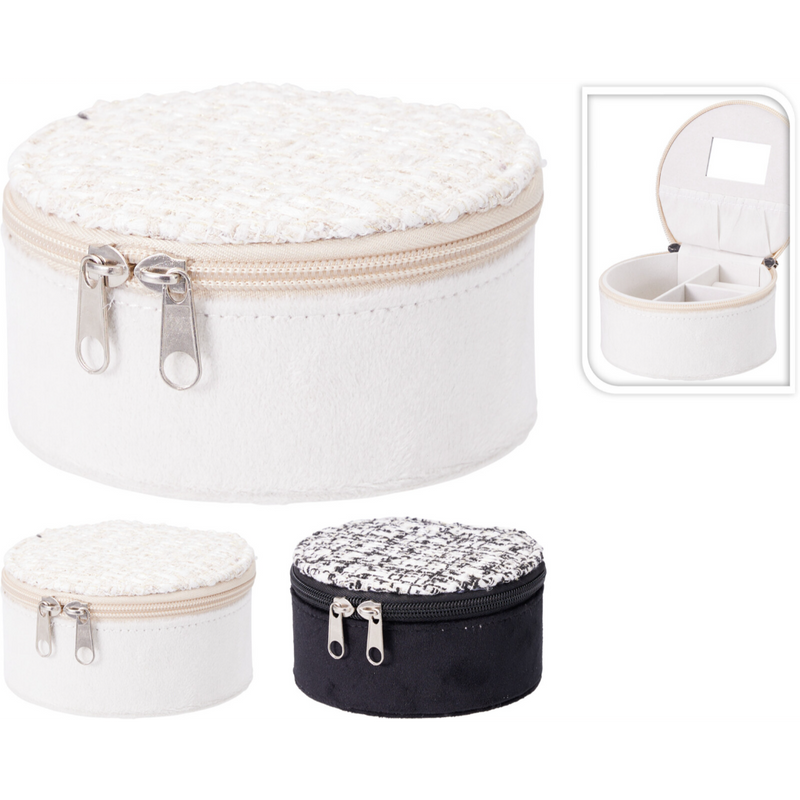 jewellery box with mirror 12 x 11 x 5.5cm assorted colours