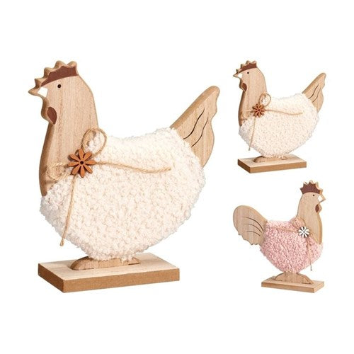MDF rooster and hen decoration