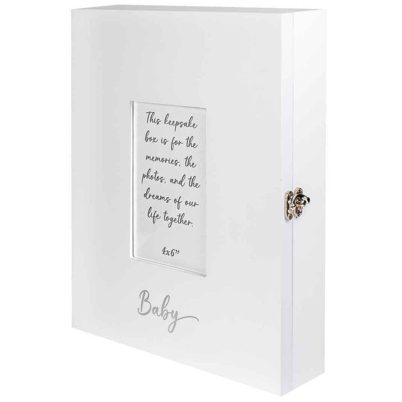 Baby keepsake MDF box with 4 x 6 photo frame for nursery memories