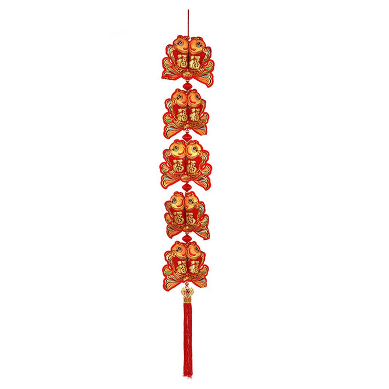 120cm hanging twin fish decoration red and gold