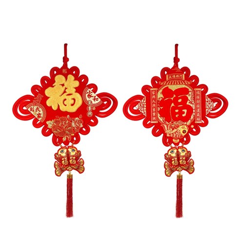 Lunar New Year knot fortune sign with twin fish tassel