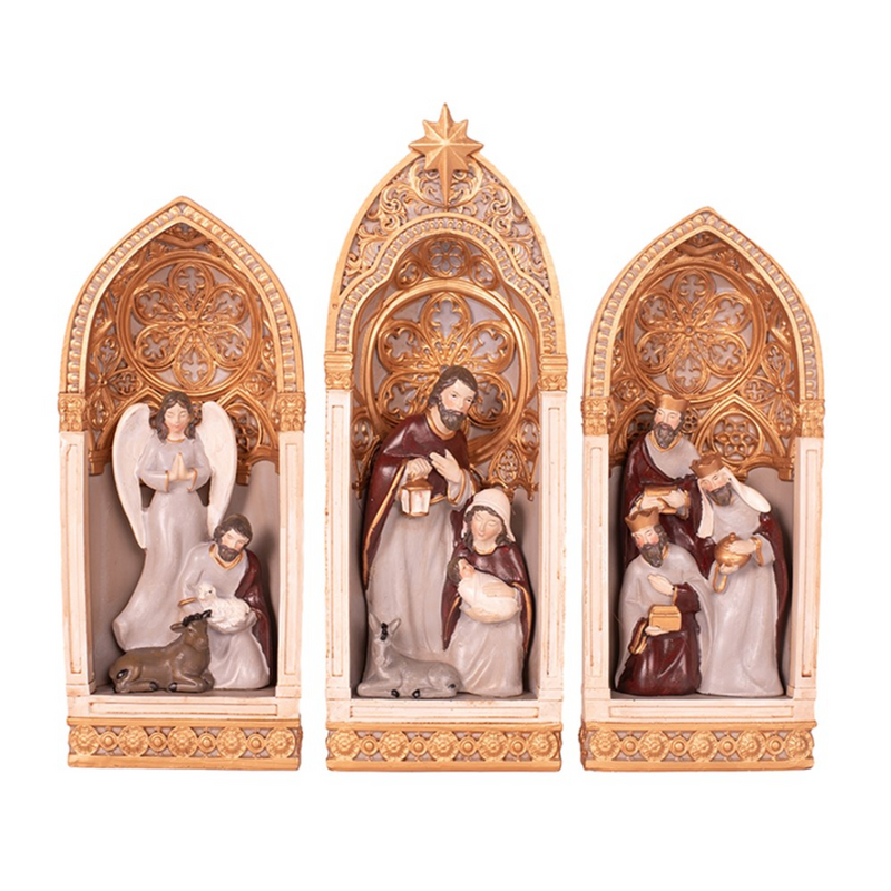 Polyresin Nativity Set of 3 – Holy Family Christmas decoration 23.5cm tall
