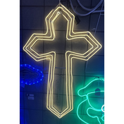 Large neon light 3-layer cross – 900cm religious outdoor display for Christmas or spiritual decoration