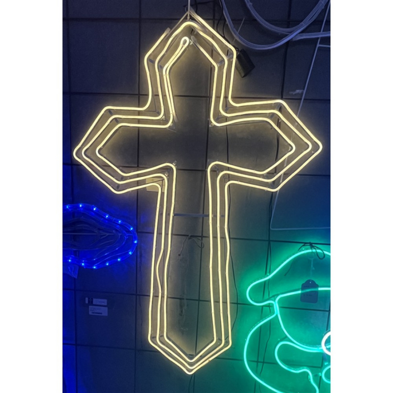 Large neon light 3-layer cross – 900cm religious outdoor display for Christmas or spiritual decoration