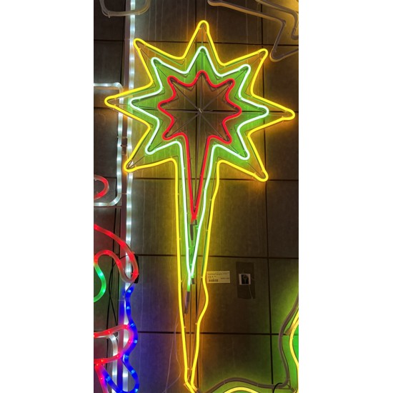 Neon Motif Light 7m with 3 Layers of Glowing Stars for festive decoration