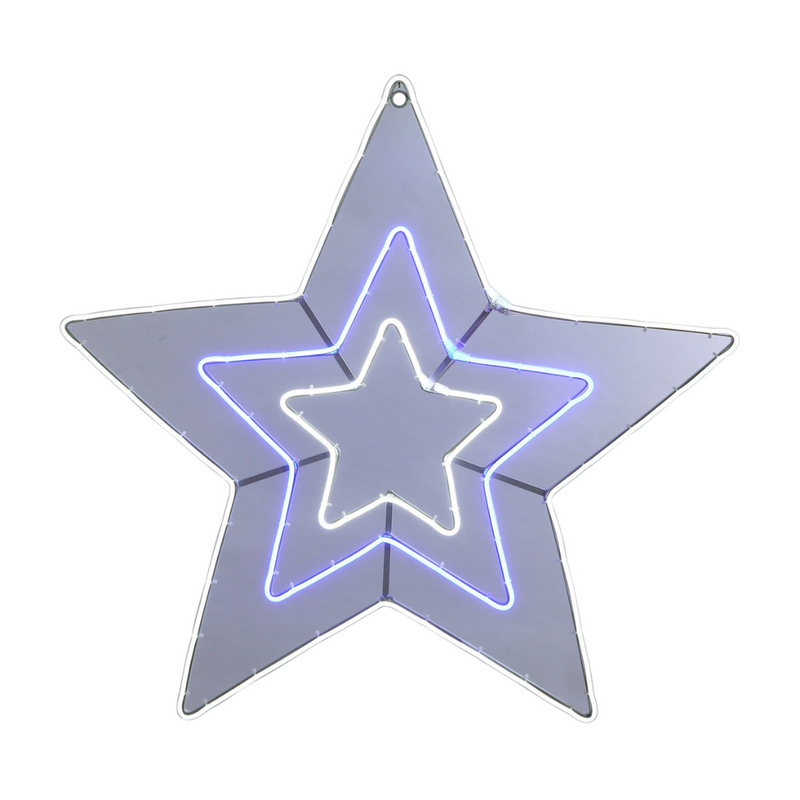 Neon Nested Stars 80cm with blue and white LED lights for festive décor