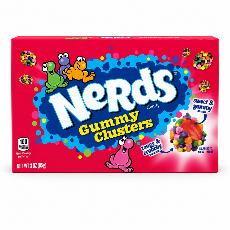 Nerds gummy clusters 85g box with crunchy candy and chewy gummy centre