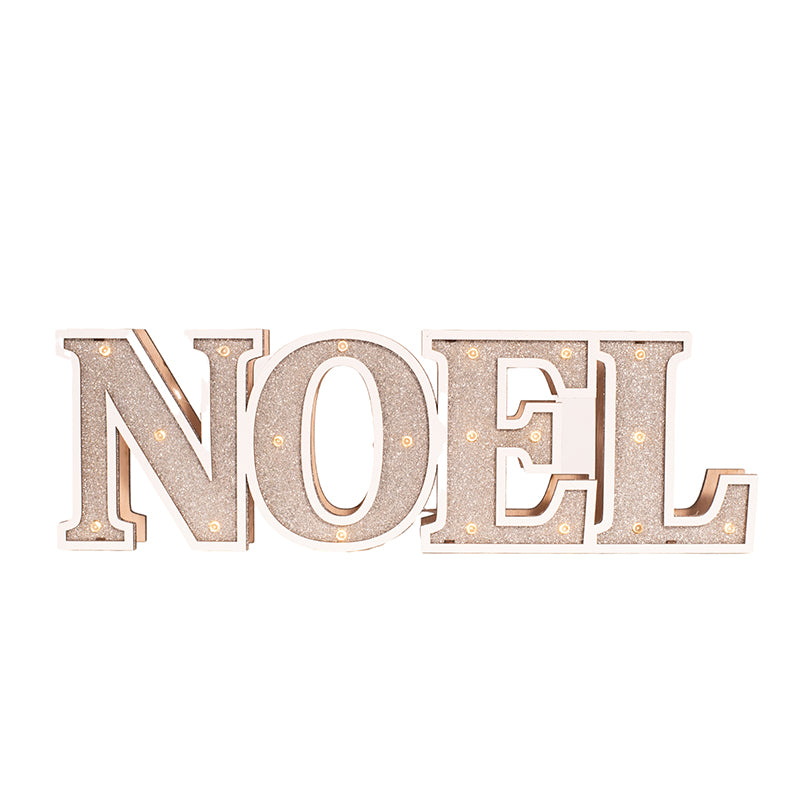 Noel Table Top Sign Light Up with Silver Details Christmas decoration