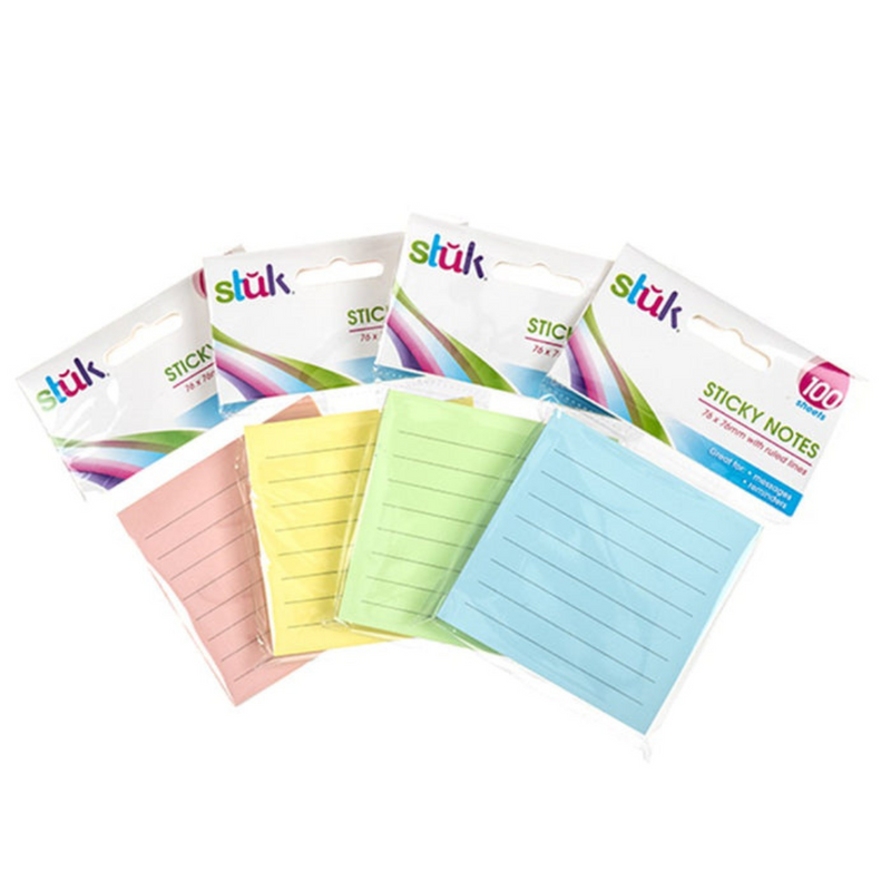 Ronis Note Sticky 76x76mm 100sheets with Lines Assorted