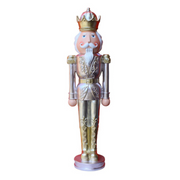 100cm tall Christmas nutcracker soldier in gold and silver uniform – decorative festive figure