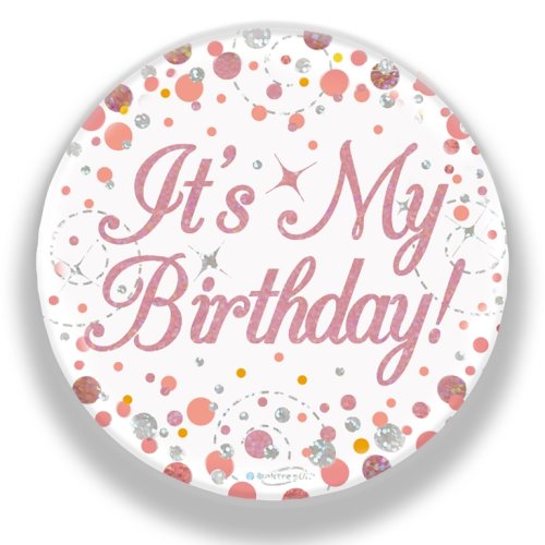 Rose gold happy birthday badge