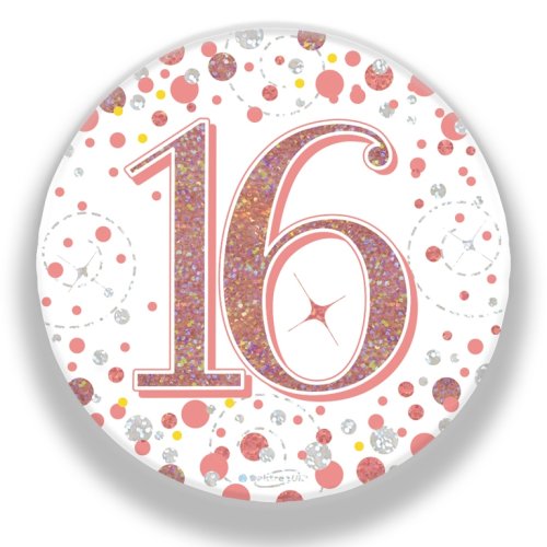 Rose gold 16th birthday badge