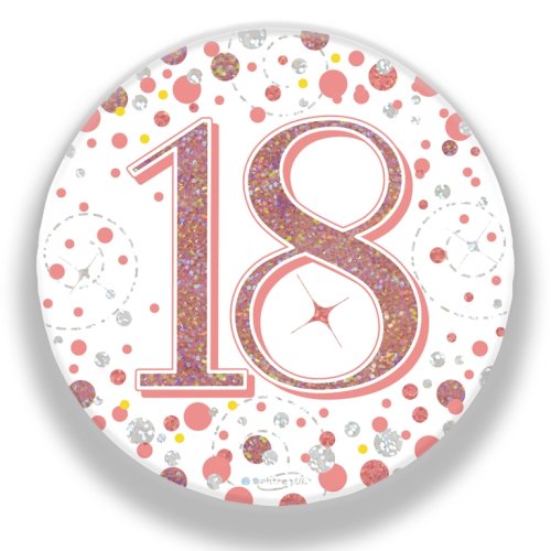 Rose gold 18th birthday badge
