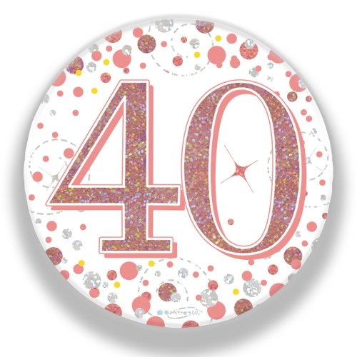 Rose gold 40th birthday badge