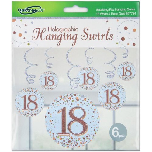 Rose gold 18th birthday hanging swirls