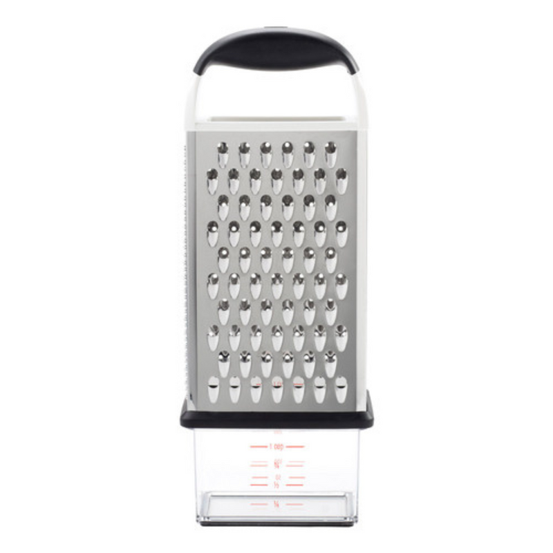 OXO Good Grips Box Grater with stainless steel sides and black handle
