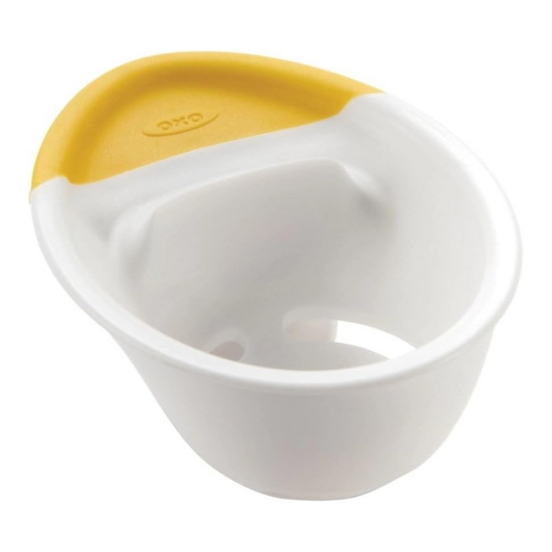 OXO Good Grips 3-in-1 Egg Separator with bowl hook, raised cracking edge, and non-slip grip for easy egg prep.