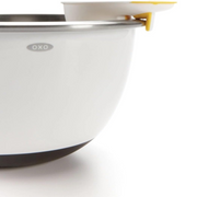 OXO Good Grips 3-in-1 Egg Separator with bowl hook, raised cracking edge, and non-slip grip for easy egg prep.