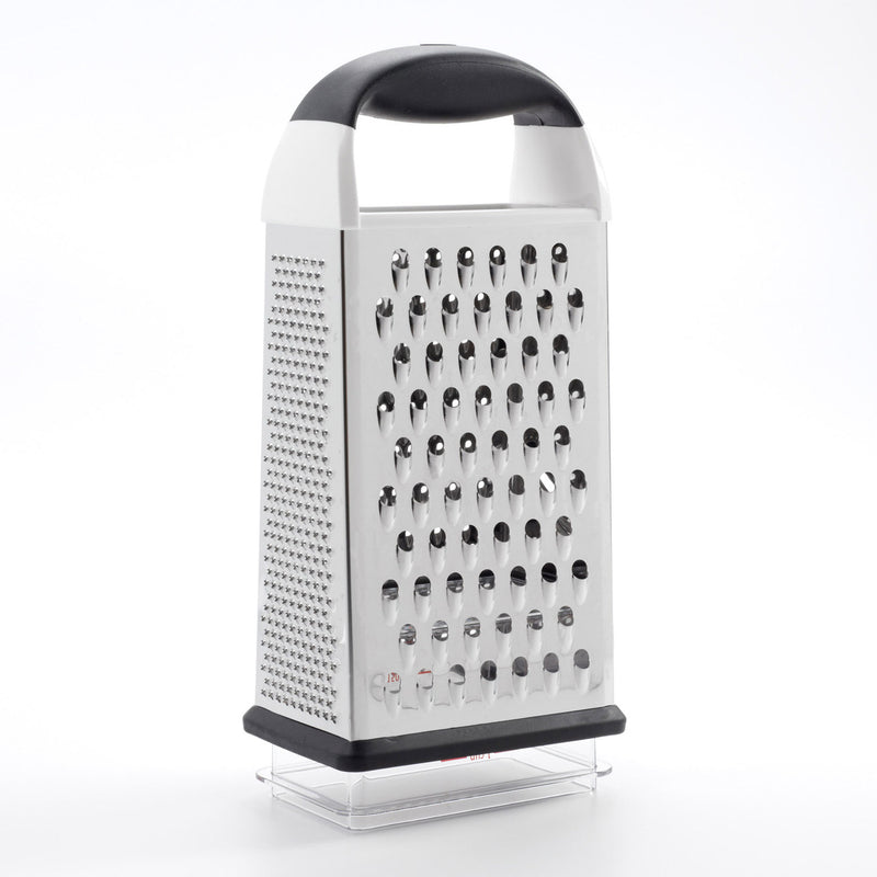 OXO Good Grips Box Grater with stainless steel blades and non-slip handle for cheese, vegetables, and more.