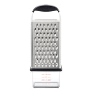 OXO Good Grips Box Grater with stainless steel blades and non-slip handle for cheese, vegetables, and more.