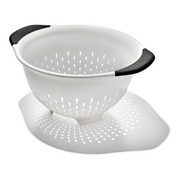OXO Good Grips Colander with perforated holes, elevated base, and soft non-slip handles.