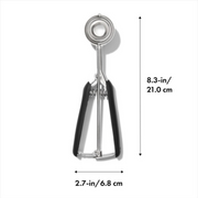 OXO Good Grips Medium Cookie Scoop with stainless steel head and soft spring-loaded non-slip handle.
