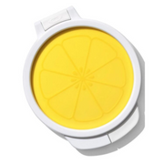 OXO Good Grips Cut & Keep Silicone Lemon Saver with yellow silicone lid and clear base