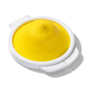 OXO Good Grips Cut & Keep Silicone Lemon Saver with yellow silicone lid and clear base
