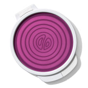 OXO Good Grips Cut & Keep Silicone Onion Saver with purple silicone lid and clear base