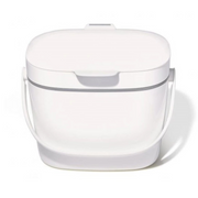 OXO Good Grips Easy-Clean Compost Bin in white with flip-up lid